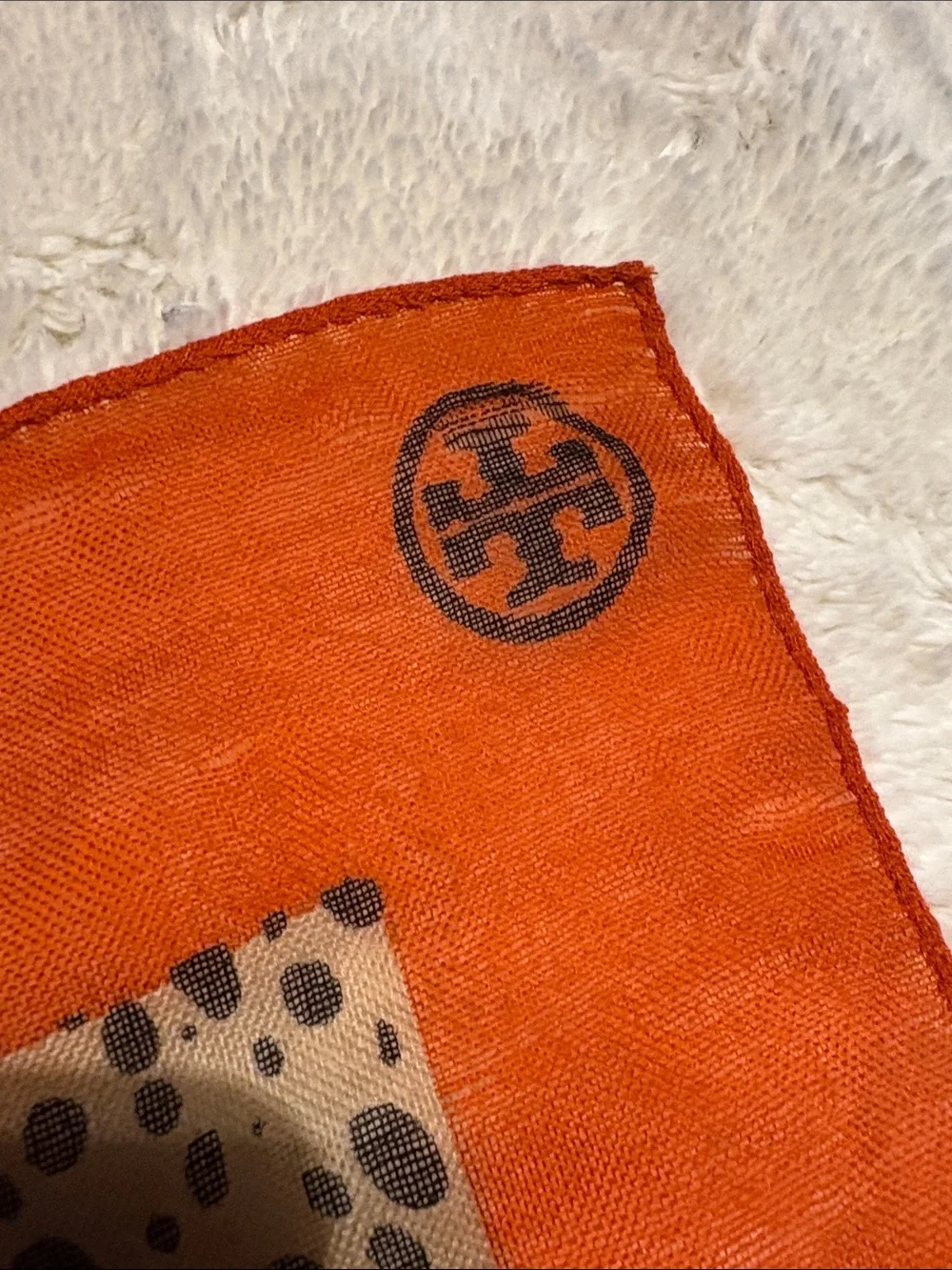 Tory Burch Leopard Print Scarf with Orange Border